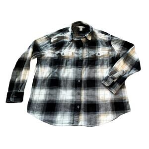 Old Navy Black White Buffalo Check Button-Down Womens Size M